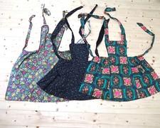 3x Nostalgie Damen Latz Träger Schürze 50/60/70 Jahre Vintage Baumwolle I248