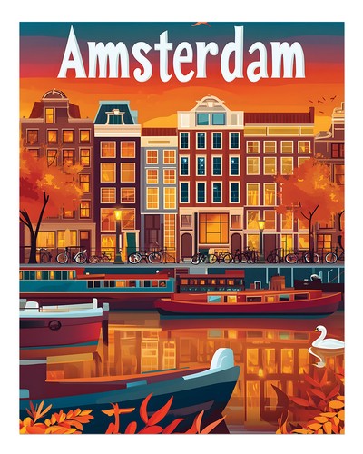 Amsterdam stadtbild wandkunst - stadtbild,