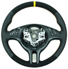 Leder Lenkrad für BMW E46 E39 X5 E53 neu bezogen Perfo-Alcantara 12 Uhr gelb
