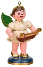Hubrig Volkskunst, Sockelfigur Engel mit Drehleier, Erzgebirge, 121h0046