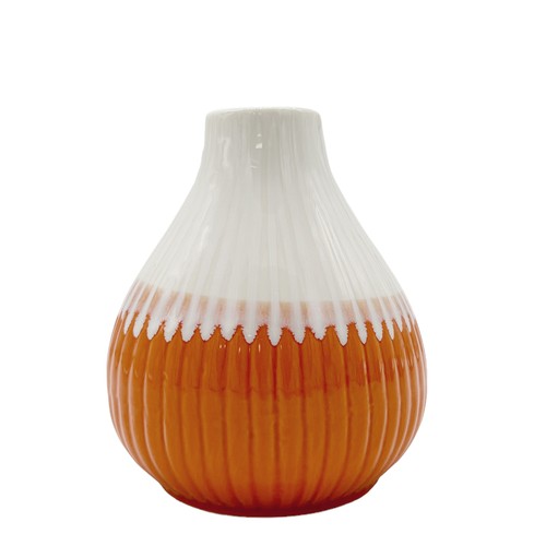 Zwiebel vase weiß orange - vase,