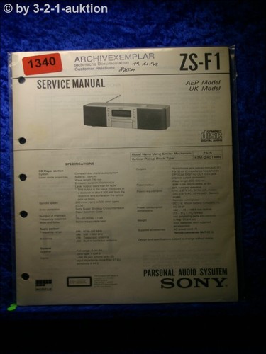 Sony service manual - manual, zs