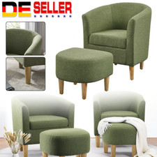 Ohrensessel Sessel Releaxsessel mit Hocker Fernsehsessel Leinenstoff Einzelsofa