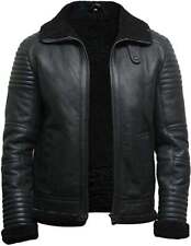 Herren RAF Flieger Echt Leder Jacke Bomber B3 Lammfell Pilot Flieger Pelz Mantel