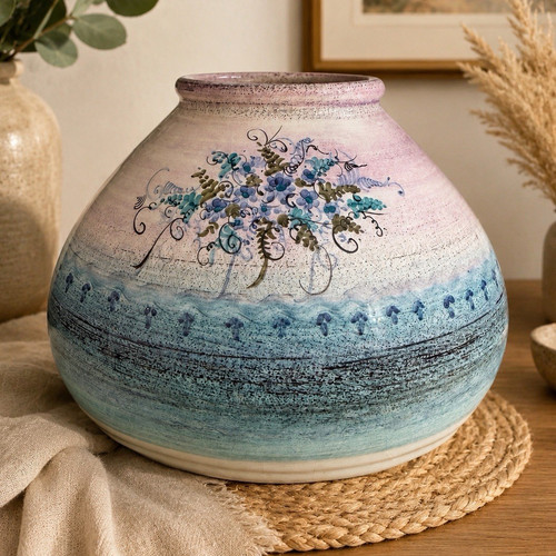 Handmade keramikvase rund - handmade,