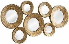 Wand Deko groß gold farben Wandbild Deko Objekt Kreise Spiegel Leonique 102 x 52