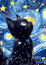 Sternennacht Katze Puzzle 1000