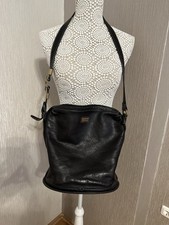 VINTAGE Original FERRE Leder Schulter Beutel Tasche schwarz 60er Jahre