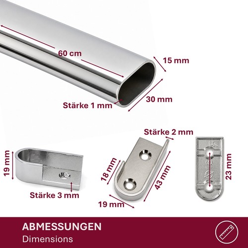 Kleiderstange schrank oval - kleiderstange,