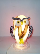 Tischlampe, Glasobjekt Eule, mundgeblasen