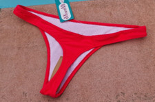 NEU String Badestring Thong Tanga high cut - one size - rot : Made in Greece
