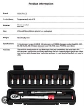 RIDERACE Fahrrad-Drehmomentschlüssel-Set, 15-Teilig, 1/4 Zoll, 2–24 Nm, Dual-Ric