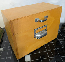 Alter Karteikasten Holz Holzkasten Holzbox Breite 24cm Buche mit Register