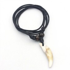Halskette Surferkette Wolfszahn Anhänger Verstellbar Unisex Schmuck Textilband