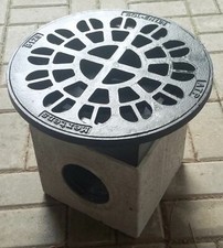 Beton Hofablauf Hofgully Gully Ablauf SOL Klasse B (125kN) Gussrost Ø38 cm