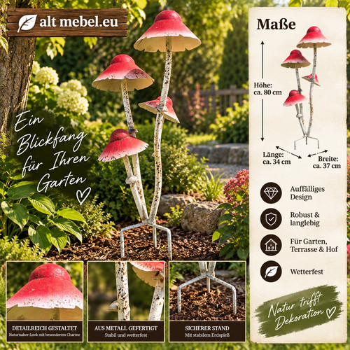 Xxl fliegenpilz metall - 80, cm