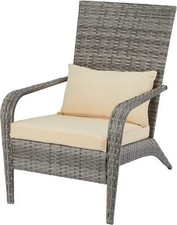 Outdoor Adirondack Wicker Stuhl mit Kissen, All Weather High Back Rattan Wicker