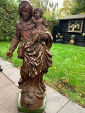 Antike handgeschnitzt Holzfigur Maria mit Jesuskind  19 Jh. Hoch 77 cm   11 Kg