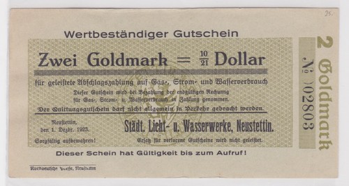 Goldmark banknote notgeld - banknote,