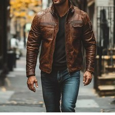 Herren vintage braun leder - braun,