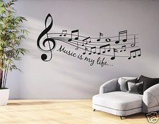 Wandtattoo Wandsticker Wandaufkleber Wohnzimmer Noten Musik ist Music is my pm46