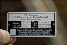 Typenschild für Simson SR4-4