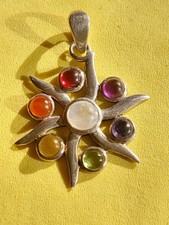 7 Steine Chakra Anhänger Silber 925GEBRAUCHT Heilsteine Ca 3,5cm