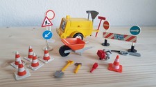 Playmobil Baustelle Kompressor Werkzeug Laubbläser Pylone Straßenschilder