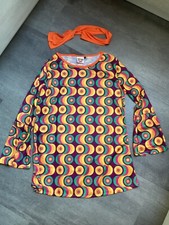 Faschings Kostüm Flower Power 70er Jahre Shirt mit Stirnband Größe 44/46 Neu