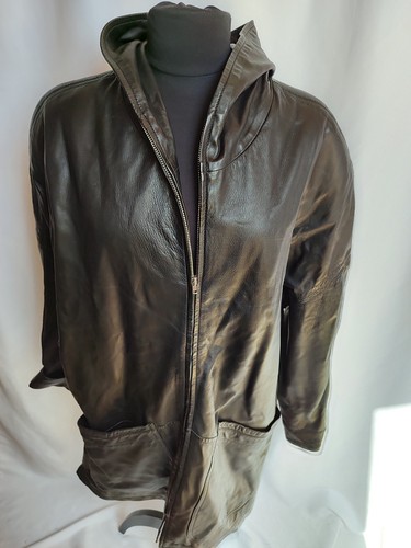 Vintage schwarz leder kapuzen - schwarz,