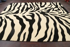 Orientteppich Zebra Tiermotiv Handgetuftet Wolle Elfenbein/Schwarz Modern Carpet