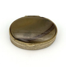 Vintage Pillendose Schmuckbox Edelstein Marmoriert Schatulle Stein Dose #3498