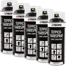 5x TECPO FARBSPRAY TEPPICH-SPRAY 400 ml SCHWARZ FUßMATTEN KUNSTSTOFF AUFBEREITEN