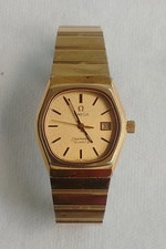 OMEGA Seamaster Damenuhr Armbanduhr Quarz Vergoldet Vintage Datumsanzeige P19.