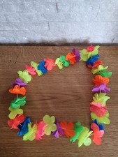 5er Set Hawaii Blumen Ketten bunt blau gelb pink Top Zustand