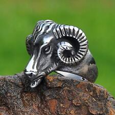 Widder Ring "gebogene Hörner" aus Edelstahl