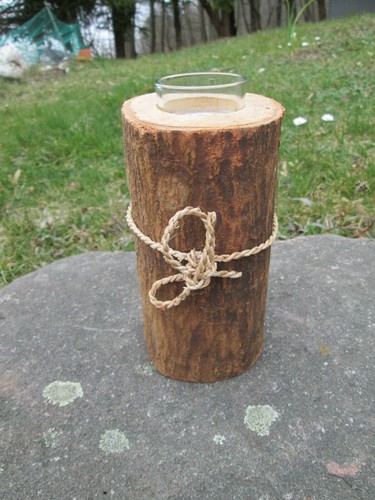 Teelichthhalter holzstamm aus - teelichthhalter,