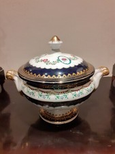 Bonboniere Prunk Schüssel Handbemalt Echt Kobalt Gold