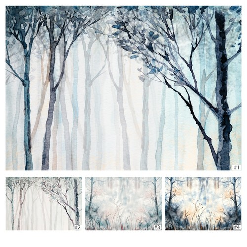 Aquarelle wald tapete vlies - aquarelle,