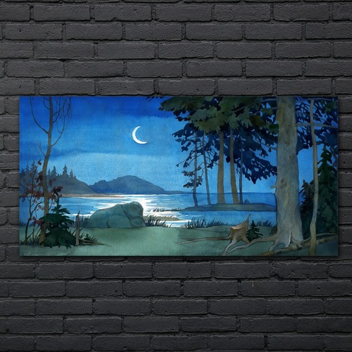 ölgemälde wald meer nacht - wald,