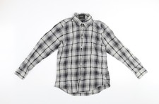 6th Sense Herren Hemd grau kariert Baumwolle Langarm Knopfleiste M