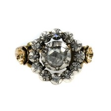 Ring mit Diamantrosen ca. 1,0 ct. 14 Kt. Gold Antik Biedermeier 59 Sammlerstück