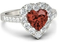 TRAUMRING?HERZ RING PLATINUM PLATED VERLOBUNGSRING?AAA ZIRKONIA RUBINROT Gr.52