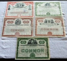 Kl. Konvolut= 5 Stück alte USA Aktien 1928/51/56/59?/76 z.B. Lackawanna s. Fotos