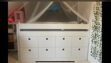 Hochbett Kinderbett Bett 90x200cm weiß  mit 8 großen Schubladen - Top
