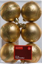 TrendLine Christbaumkugeln 6Stk Ø 6cm Gold Weihnachtskugeln Weihnachtsbaumkugeln
