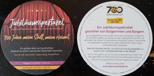 Bierdeckel ebermannstadt 700 - bierdeckel,