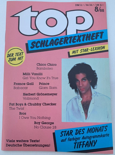 Top schlagertextheft 8 88 - nr., 8/88