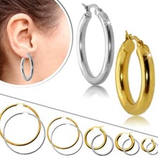 Ohrringe Creolen Creolen Sleeper Stahl klein groß rund Scharnier Gold Silber Ohrstecker