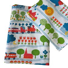 Graziela Bettwäsche Baby Kinder 70er Vintage Fabric Eisenbahnmotiv 100x135 40x60
